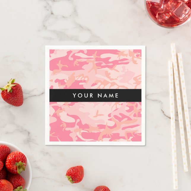 Pink Camouflage Pattern, Your name, Personalize Napkin (Insitu)