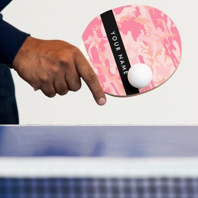 Pink Camouflage Pattern, Your name, Personalize Ping Pong Paddle (Insitu)