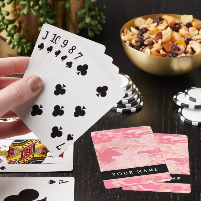 Pink Camouflage Pattern, Your name, Personalize Playing Cards (In Situ)