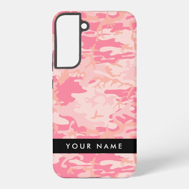 Pink Camouflage Pattern, Your name, Personalize Samsung Galaxy S22+ Case (Back)
