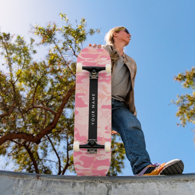 Pink Camouflage Pattern, Your name, Personalize Skateboard (Outdoor 1)