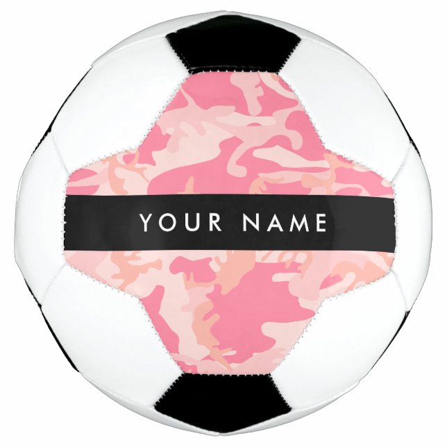 Pink Camouflage Pattern, Your name, Personalize Soccer Ball (Front)
