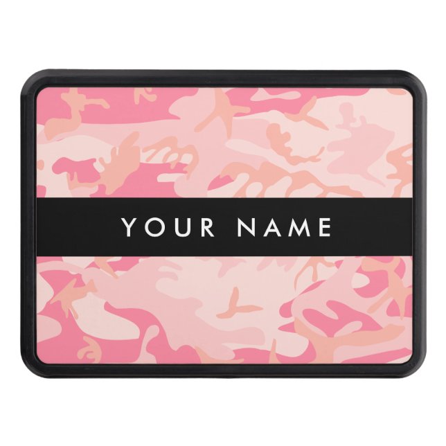 Pink Camouflage Pattern, Your name, Personalize Trailer Hitch Cover (Front)