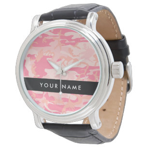Pink Camouflage Pattern, Your name, Personalize Watch
