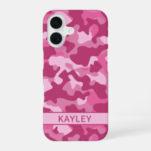 Pink Camouflage Personalized iPhone 16 Case