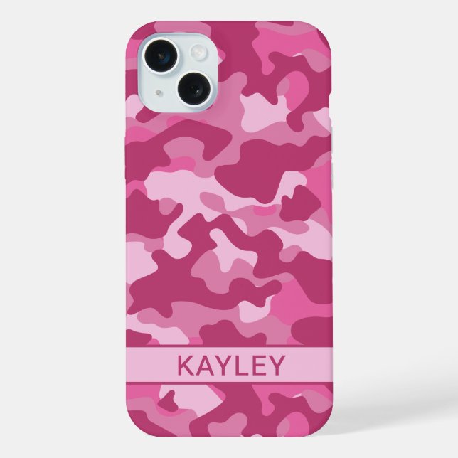 Pink Camouflage Personalized iPhone Case (Back)