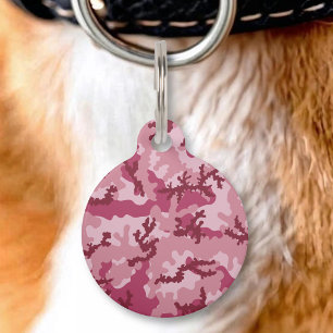 Pink camouflage pet tag
