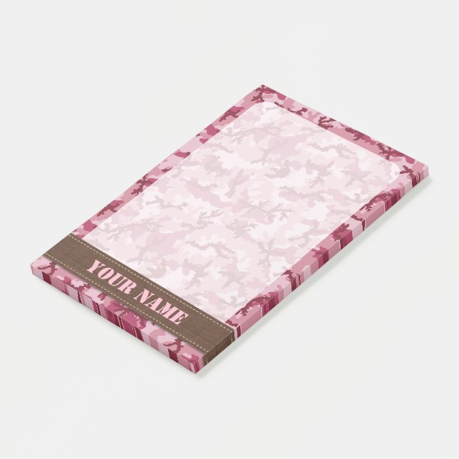 Pink camouflage post-it notes (Angled)