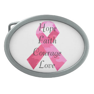 Pink Camouflage Ribbon Faith Belt Buckle