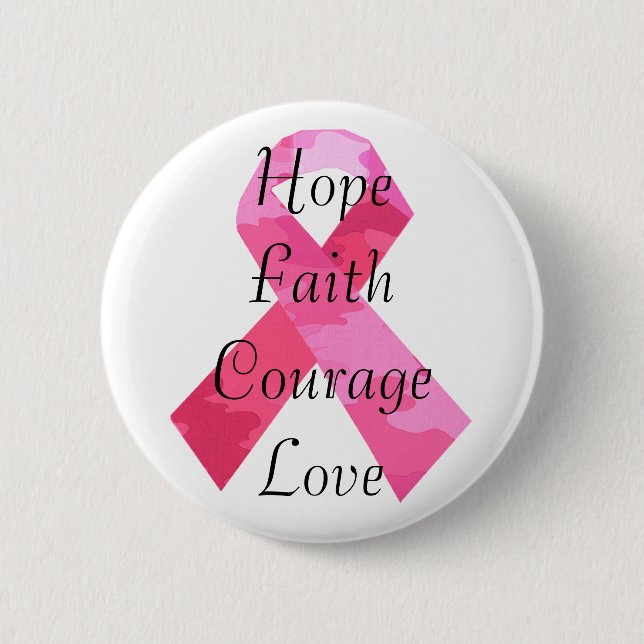 Pink Camouflage Ribbon Faith Button (Front)