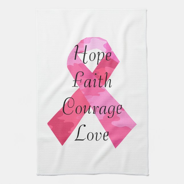 Pink Camouflage Ribbon Faith Towel (Vertical)