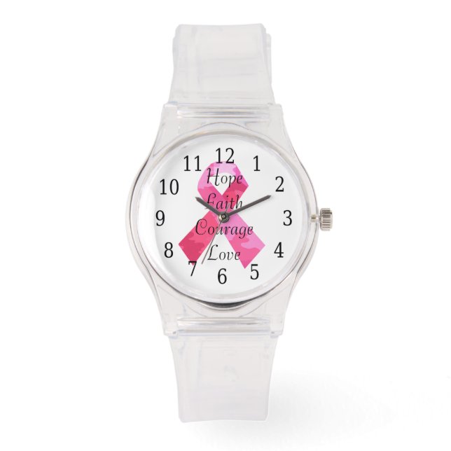 Pink Camouflage Ribbon Faith Watch (Front)