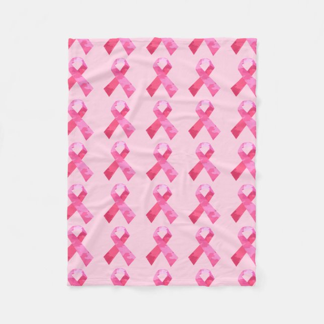 Pink Camouflage Ribbon Fleece Blanket (Front)
