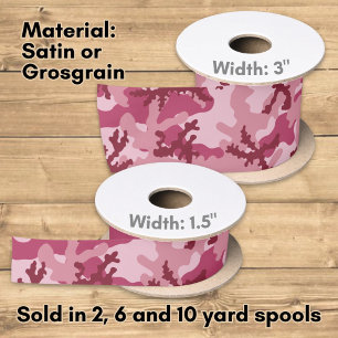 Pink camouflage satin ribbon