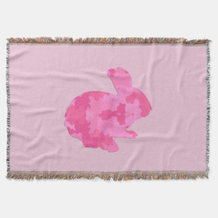 Pink Camouflage Silhouette Bunny Throw Blanket