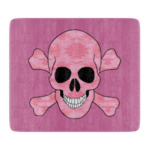 Pink Camouflage Skull And Crossbones Cutting Board