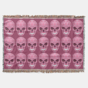 Pink Camouflage Skull Throw Blanket