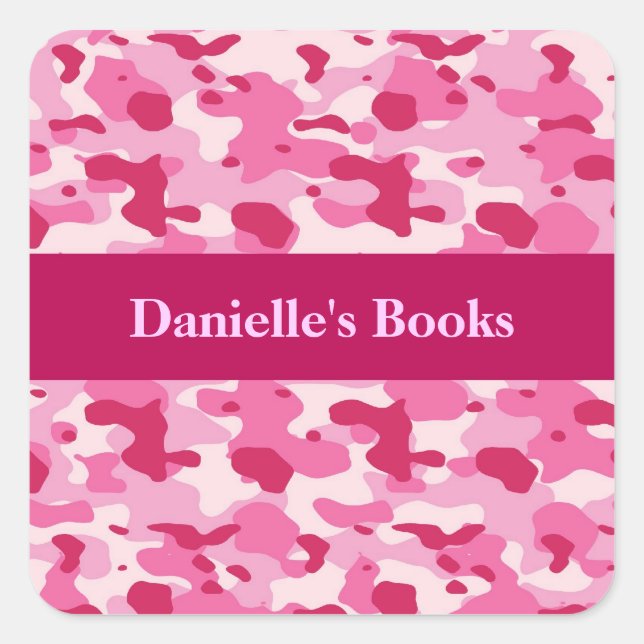 Pink Camouflage Square Sticker (Front)