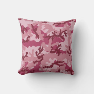 Pink camouflage throw pillow