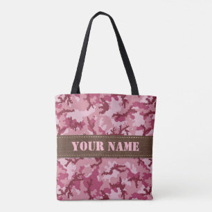 Pink camouflage tote bag
