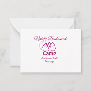 Pink camp bridesmaid add name date year bacheloret card