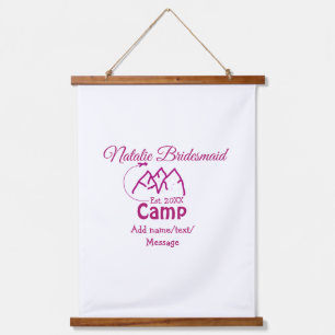 Pink camp bridesmaid add name date year bacheloret hanging tapestry
