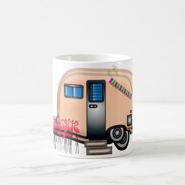 Pink Camper and Flamingos Coffee Mug (Center)