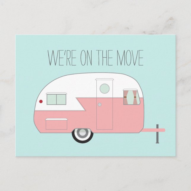 Pink Camper Announcement Postcard (Front)