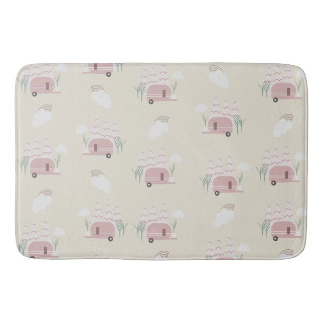 Pink Camper Earthy Pattern     Bath Mat (Front)