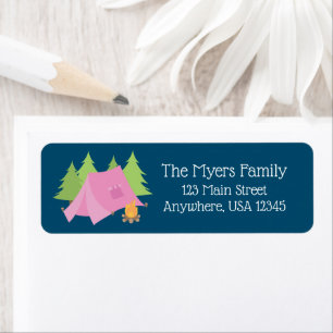 Pink Camping Anniversaire Invitation Adresse de re