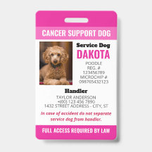 Pink Cancer Support Dog Logo QR Code Photo ID