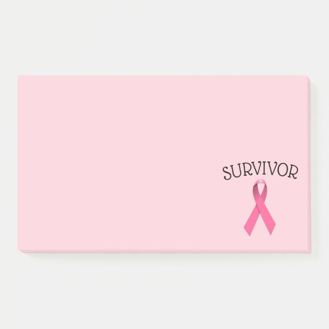Pink Cancer Survivor Ribbon Post-It Notes (Front)