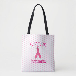 Pink Cancer Survivor Ribbon Tote Bag