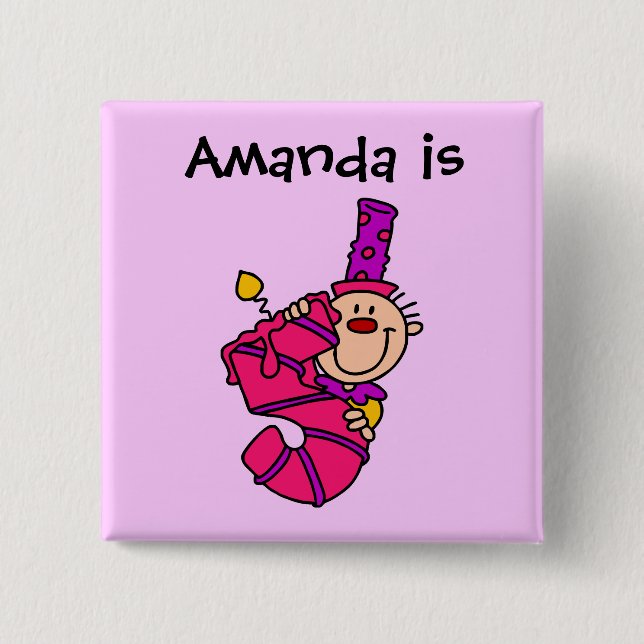 Pink Candle Clown 5th Birthday Button (Front)