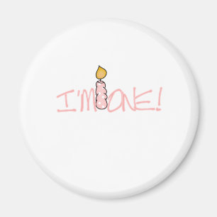 Pink Candle I'm One Birthday Magnet