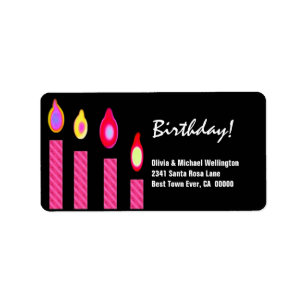 Pink Candles Birthday Label
