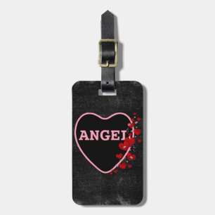 Pink Candy Angel Heart Valentine Design 2 Luggage Tag