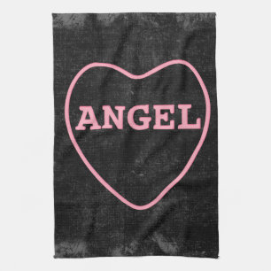Pink Candy Angel Heart Valentine Design Kitchen Towel