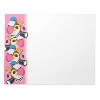 Pink candy border allsorts notepad