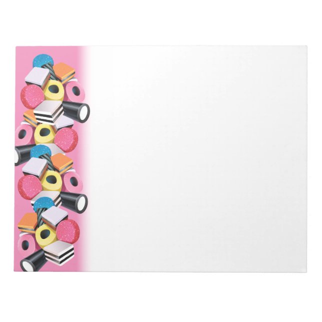 Pink candy border allsorts notepad (Front)