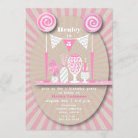 Pink Candy Buffet Birthday Party Invitation