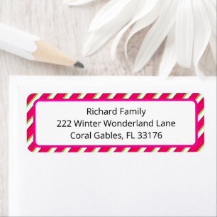 Pink Candy Cane Baby Shower Return Address Label