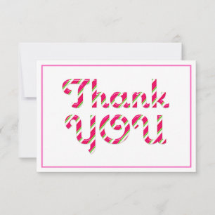 Pink Candy Cane Baby Shower Thank You Card