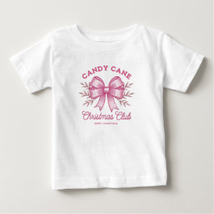 Pink Candy Cane Christmas Club Xmas Season Baby T-Shirt