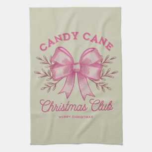 Pink Candy Cane Christmas Club Xmas Season  Kitchen Towel