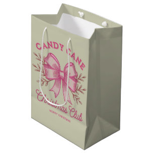 Pink Candy Cane Christmas Club Xmas Season Medium Gift Bag