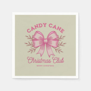 Pink Candy Cane Christmas Club Xmas Season  Napkin