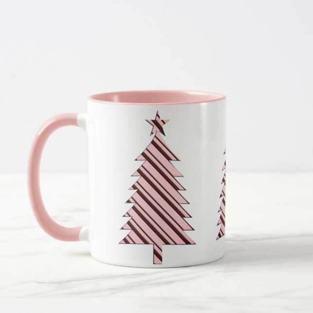 Pink Candy Cane Christmas Tree Mug (Left)