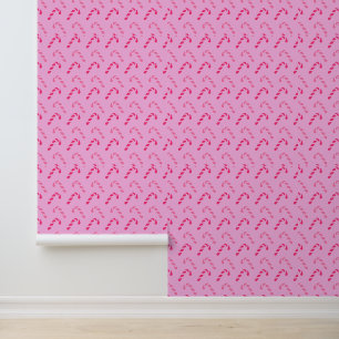 Pink Candy Cane Holiday Pattern Wallpaper