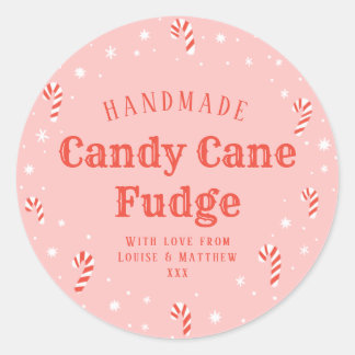 Pink Candy Cane Homemade Christmas gift label 